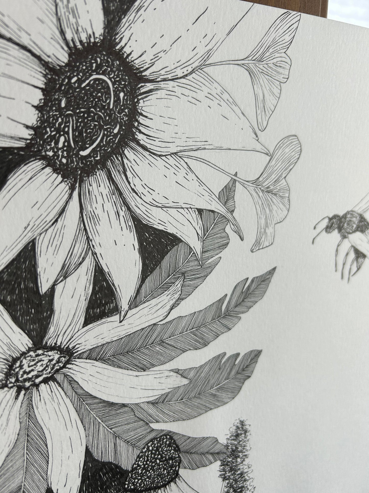 Wild Flower Pen Drawing ORIGINAL