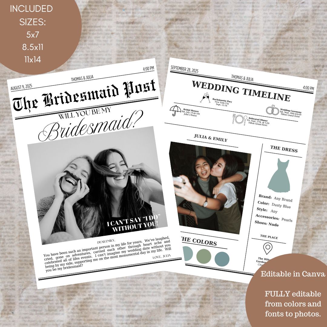 Newspaper Bridesmaid Proposal Template