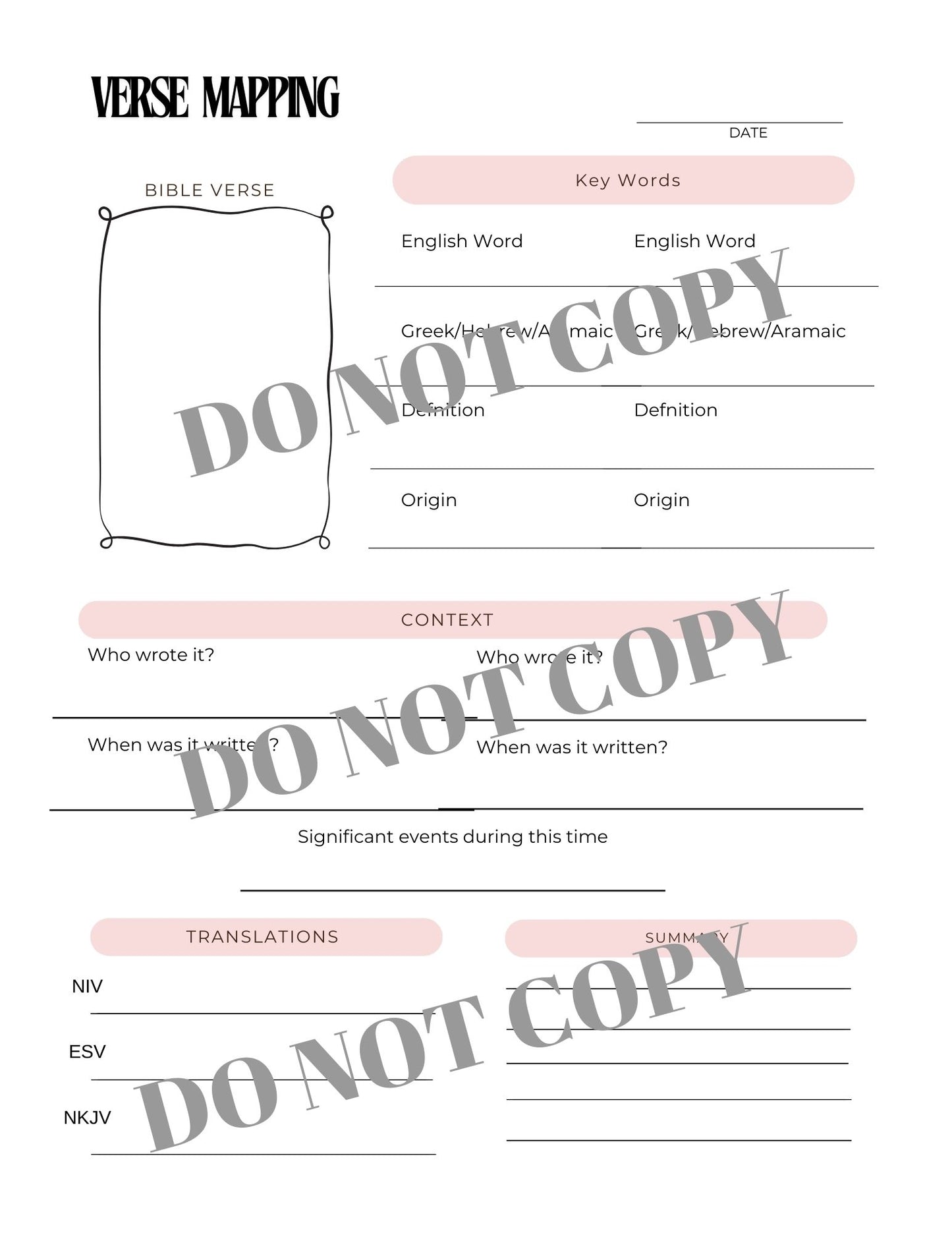 Verse Mapping Printable